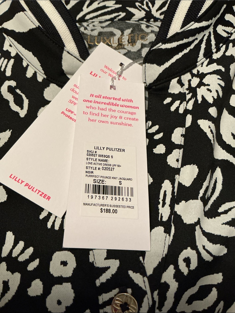NWT Black & White Lilly Pulitzer Love Active Short Sleeve Dress - size small - Picture 4 of 9